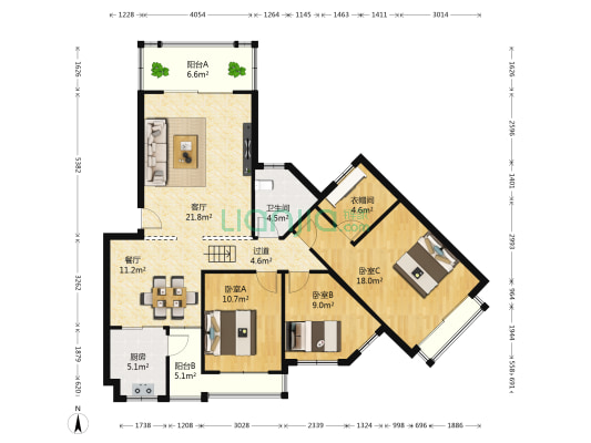 中天托斯卡纳22组团 3室2厅1卫 114平方