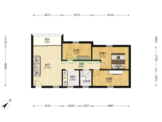 吉祥楼 3室1厅1卫 81平方