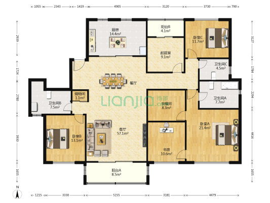 尼德兰官邸 4室2厅3卫 221平方
