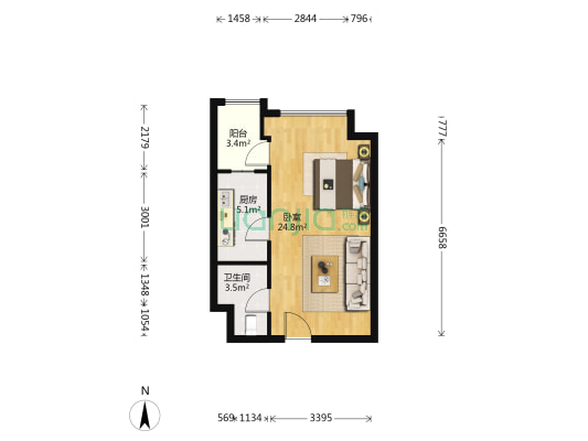 美洲故事 1室0厅1卫 49平方