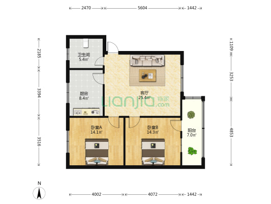 清真食品公司家属院 2室1厅1卫 90平方