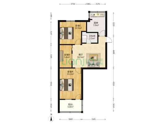 达明新村二里 3室1厅1卫 82平方