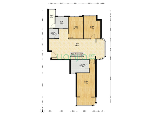 江东铂悦湾 3室1厅2卫 134平方