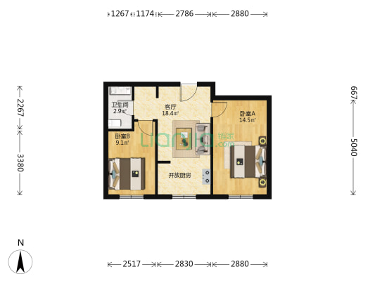 雷凯铂庭 2室1厅1卫 65平方