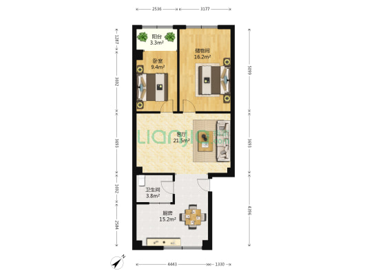 东新街5号 1室1厅1卫 77平方