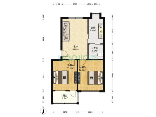 南昌齿轮场职工生活社区 2室1厅1卫 65平方