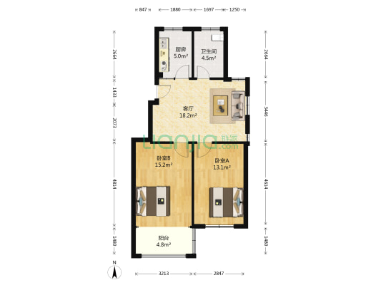 南都苑北区 2室1厅1卫 72平方