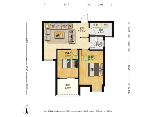 锦祥佳园 2室1厅1卫 74平方