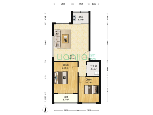 杏林山庄一期 2室1厅1卫 78平方