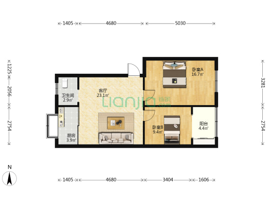 福隆苑 2室1厅1卫 79平方