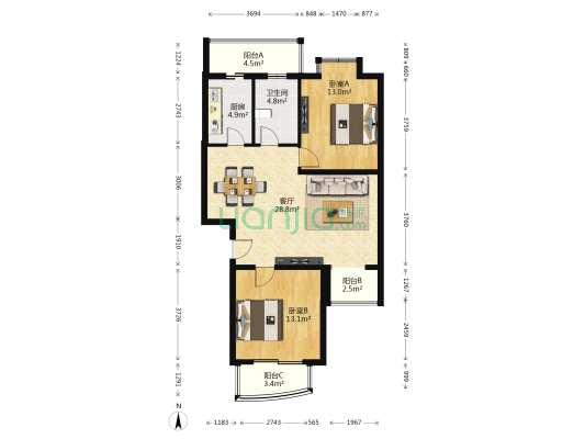久敬佳园三区 2室1厅1卫 91平方