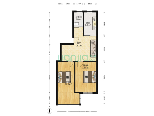 宜光综合楼 2室1厅1卫 70平方