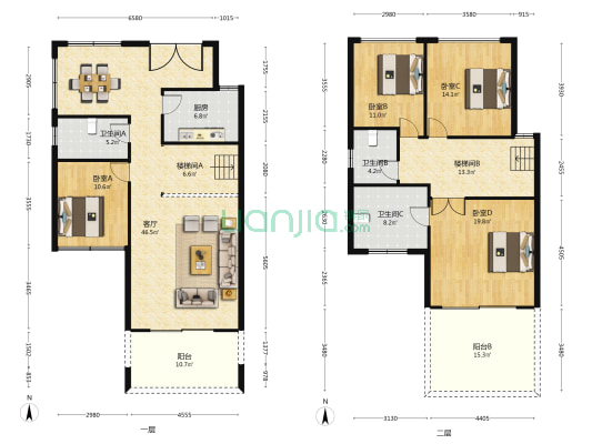 恒大金碧天下逸翠 4室1厅3卫 187平方