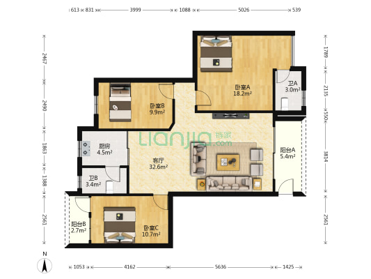 汇怡居 3室1厅2卫 112平方