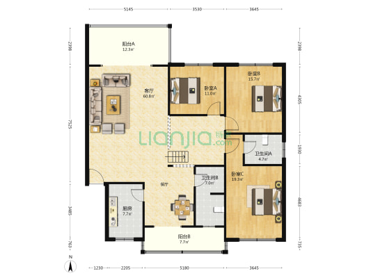 清枫丽舍 3室1厅2卫 161平方