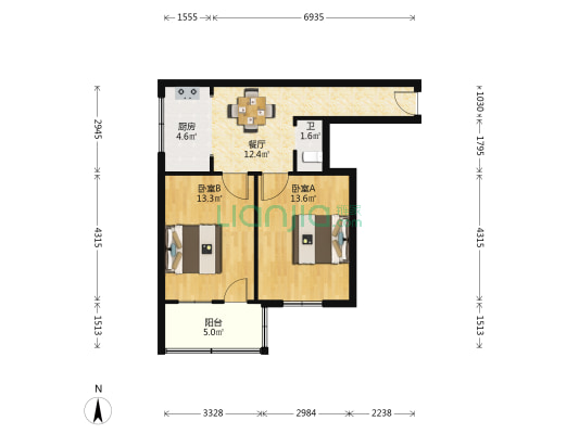 殿下路 2室1厅1卫 61平方
