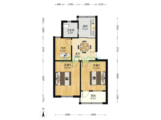 鹳山社区花坞南路 3室1厅1卫 62平方
