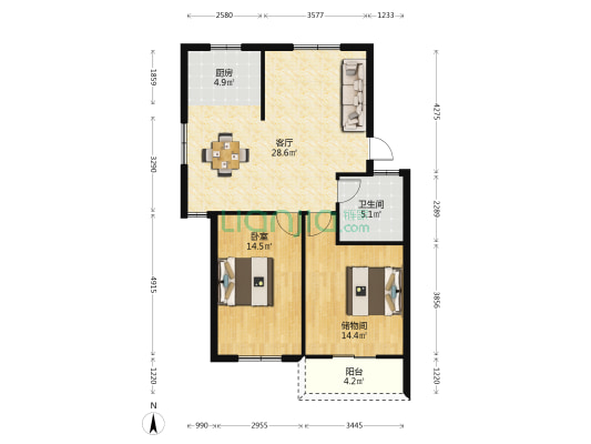 和谐苑小区 1室1厅1卫 86平方