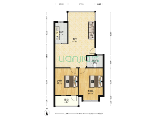 富庭苑 2室1厅1卫 86平方