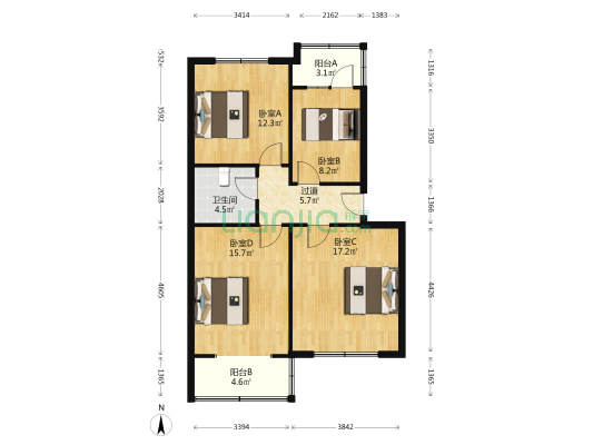 福寿街（三八广场） 4室0厅1卫 92平方