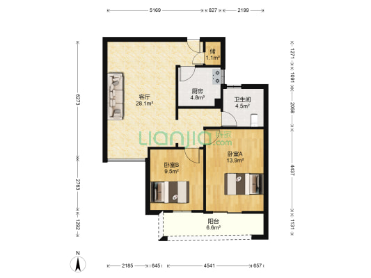 锦延家园 2室1厅1卫 90平方