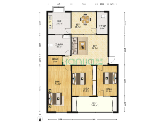 新街16号 3室2厅2卫 142平方
