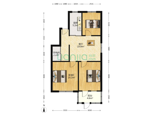 棋盘山路90号 3室1厅1卫 86平方