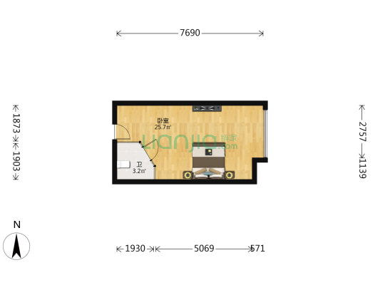 美博公寓 1室0厅1卫 40平方