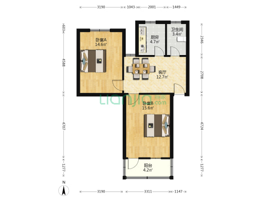 振阳公寓西区 2室1厅1卫 75平方