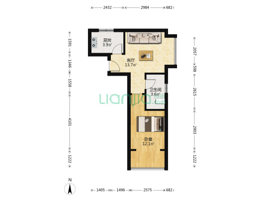 约克郡三号院 1室1厅1卫 85平方