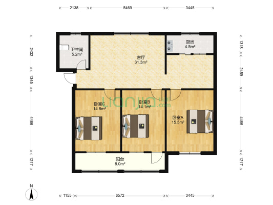 望云路 3室1厅1卫 113平方