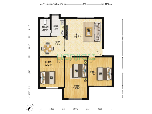 南宁市郊区人民政府宿舍 3室2厅1卫 98平方