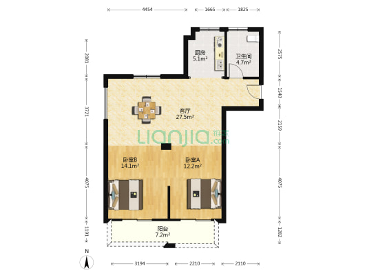 德慧公寓 2室1厅1卫 102平方