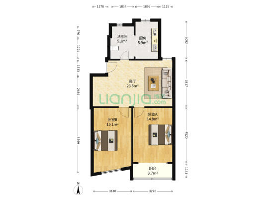 海星公寓 2室1厅1卫 86平方