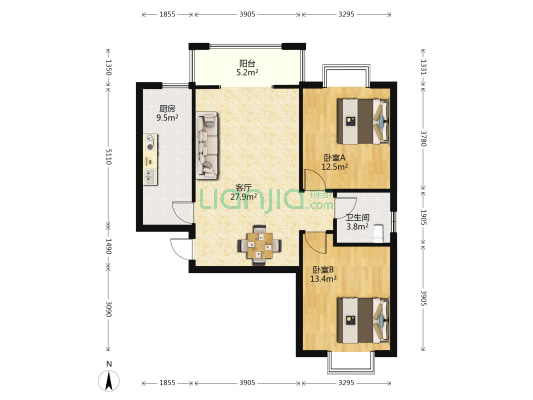 时代金源广场 2室1厅1卫 102平方