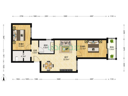 潇雅居 2室1厅1卫 83平方