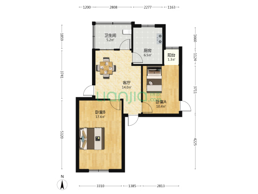 庆丰新村 2室1厅1卫 60平方