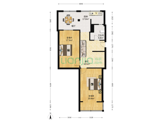 交通能源宿舍 2室1厅1卫 99平方