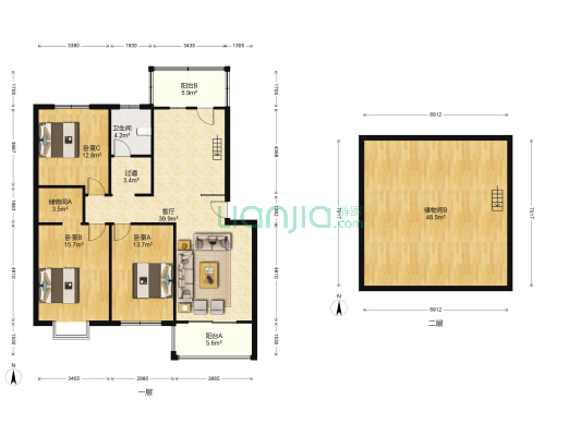 徽州家园 3室1厅1卫 120平方