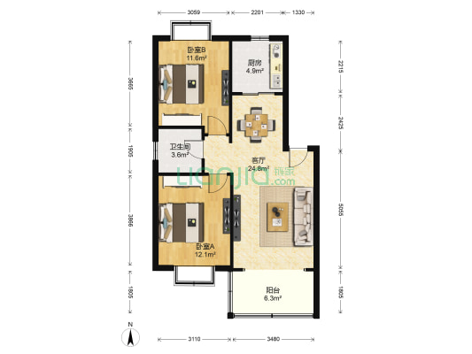 南柴宿舍南区 2室1厅1卫 75平方