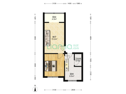 化成寺街1号 1室1厅1卫 45平方
