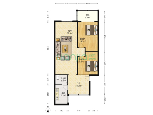 东二道东街52号 2室1厅1卫 88平方