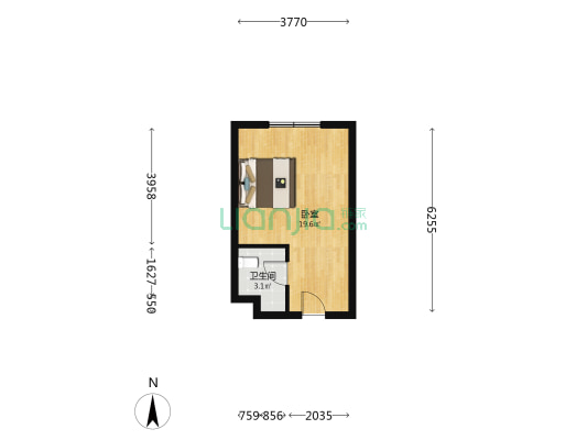 凯瑞鑫园 1室0厅1卫 37平方