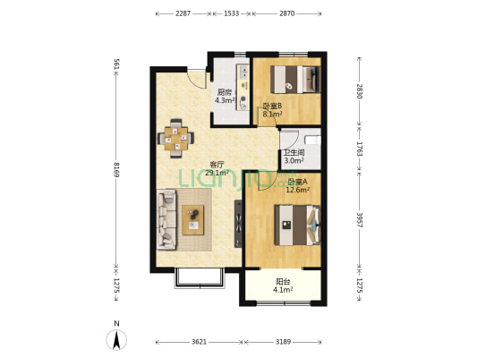中山尚城 2室1厅1卫 88平方
