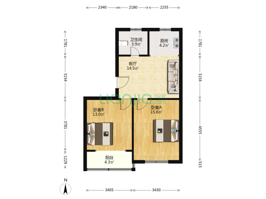 新建西路 2室1厅1卫 70平方