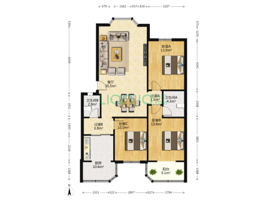 玉泉名居 3室1厅2卫 119平方