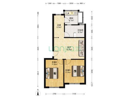 卫生路31号 2室1厅1卫 67平方