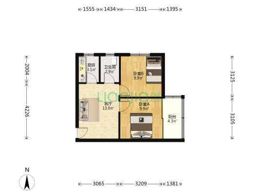 古荡桥 2室1厅1卫 55平方