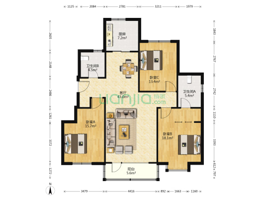 津滨藏锦 3室1厅2卫 135平方