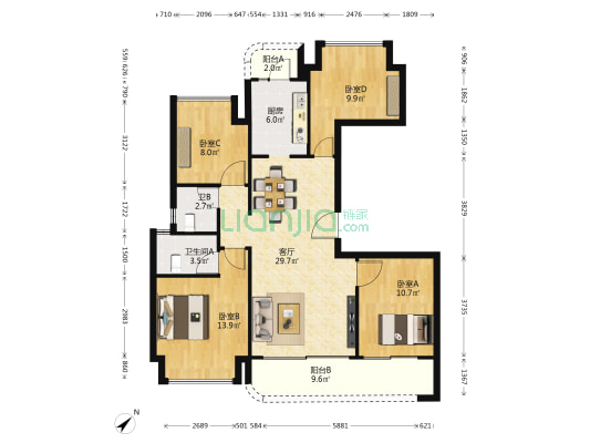 御璟悦来汐鹭 4室1厅2卫 120平方